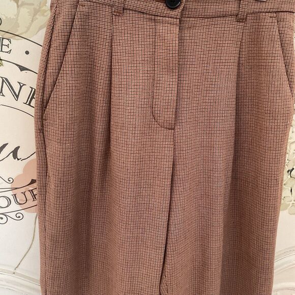 Aritzia Little Moon Women’s Rust Plaid Pants High Rise Pockets, Size 2 - Picture 3 of 10
